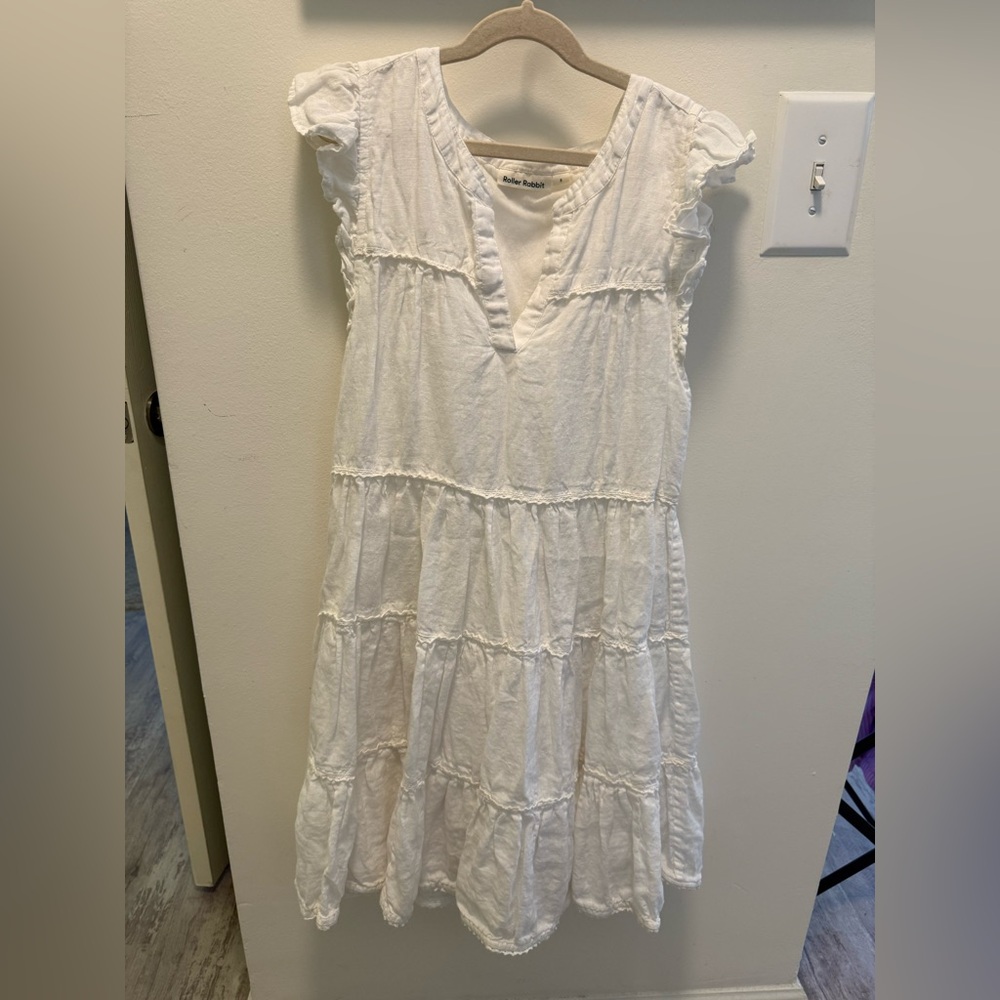 Roller Rabbit White Ruffled Midi Dress